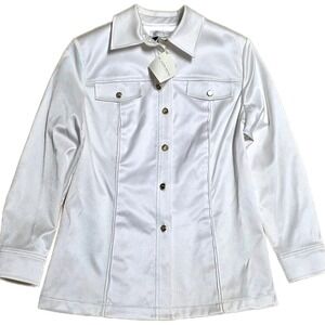 ST John Sport  by Marie Gray Button Up Shirt Jacket Women's Size S White Satin